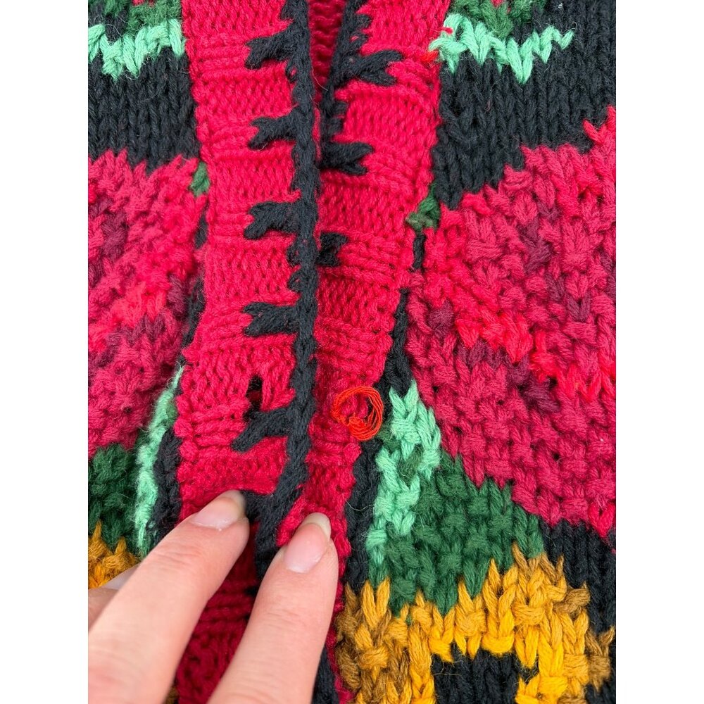 Vintage 1980s Maggie Lawrence Womens 18/20 Floral Knit Cardigan Sweater Red Boho - Picture 6 of 8